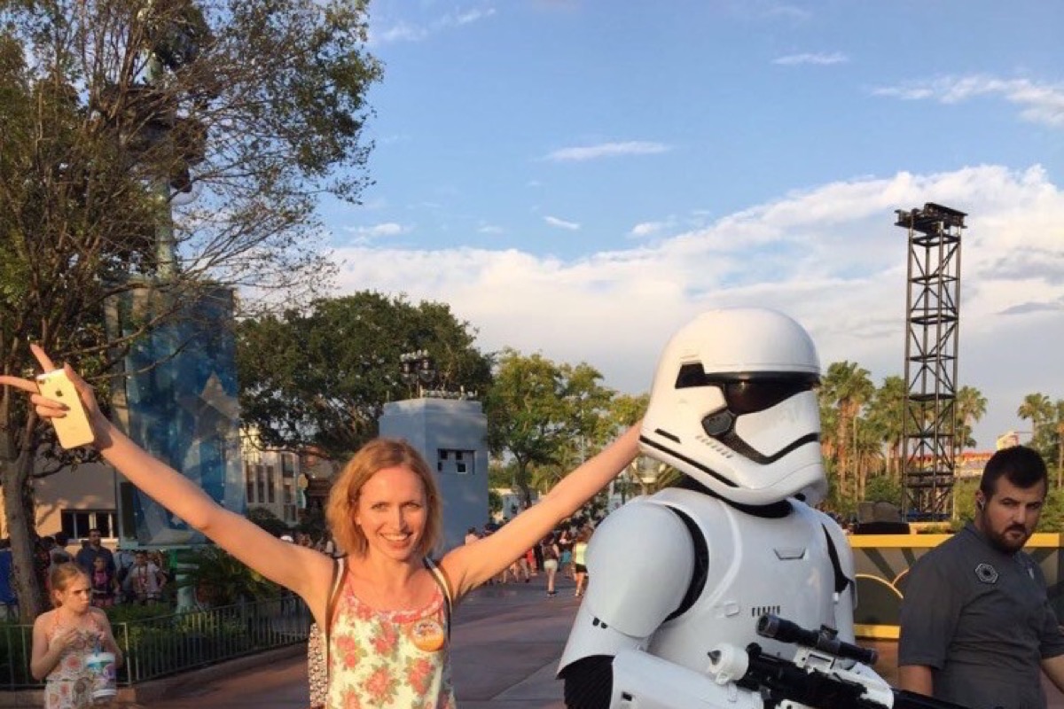 Natalia with a Stormtrooper at Disney World, 2017