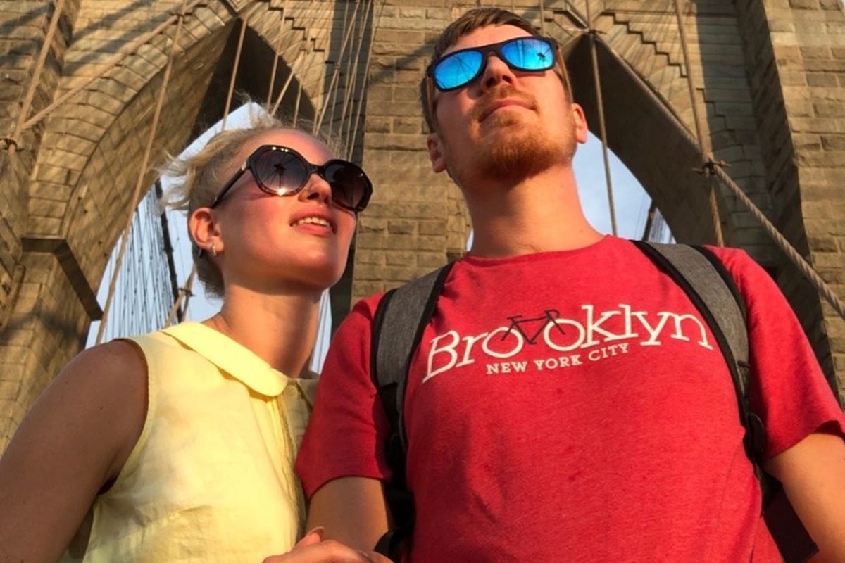 Natalia and Sergey on the Brooklyn Bridge, 2019